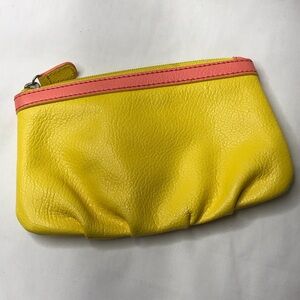 Baekgaard Yellow and Coral Leather Pouch
